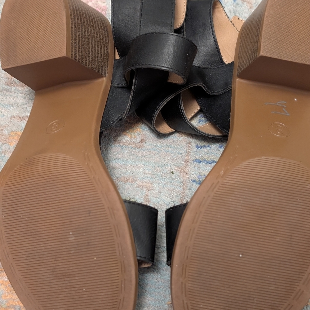 Merina Black Strappy Heels - Picture 7 of 7